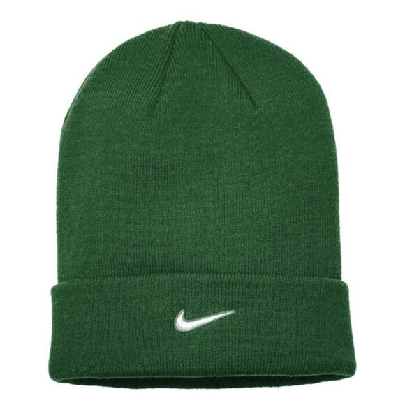 Nike Team Cuffed Beanie Green White Swoosh Unisex - Picture 1 of 9